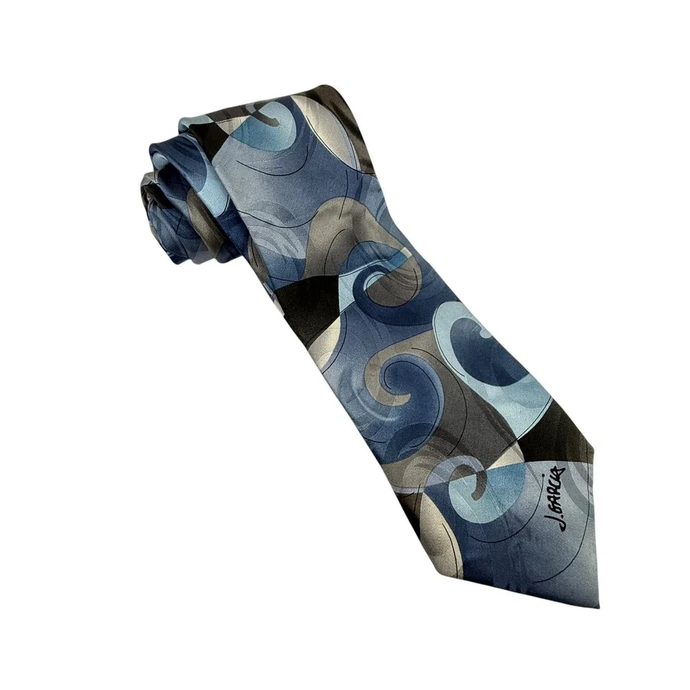 J. Garcia‎ Necktie Emerging Elephant Collection Blue Abstract Silk 3.5